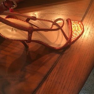 Orange strappy heels